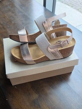 Plakton Size 5 EU36 Comfort Wedge Sandals in Rose Gold - Women